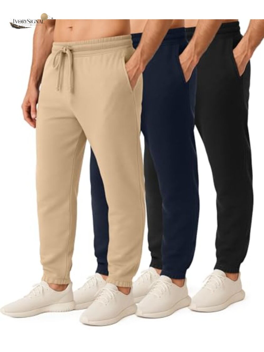 Real Essentials Men's Cotton Fleece Jogger Sweatpants Big & Tall 3-Pack,